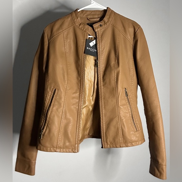 Baccini Tan Vegan Leather Jacket - Picture 4 of 5